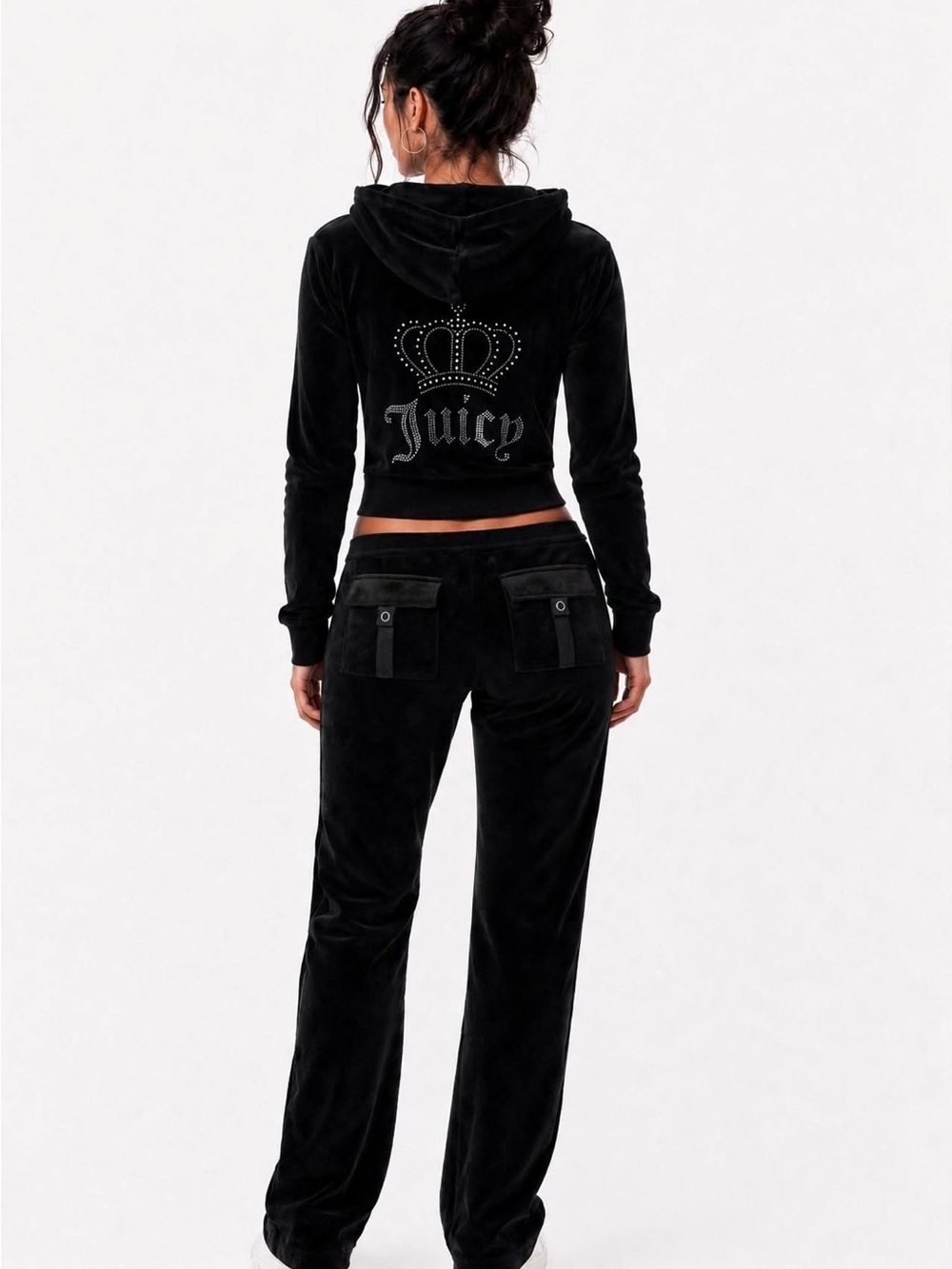 🖤Juicy Couture Black🖤Velour Jogger Pants with Pocket Details